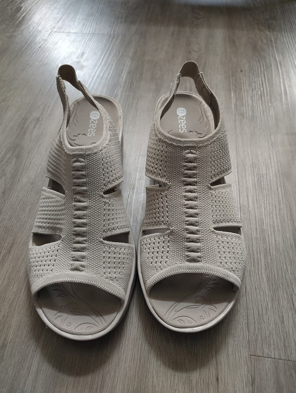 Bzees Knit Slingback Sandals in Light Beige